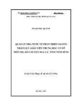 Luận văn Quản lý nhà nước về phát triển nguồn nhân lực giáo viên trung học cơ sở trên địa bàn huyện Hoa Lư, tỉnh Ninh Bình