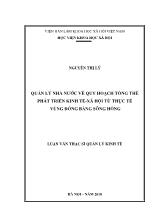 Luận văn Quản lý nhà nước về quy hoạch tổng thể phát triển kinh tế - xã hội từ thực tế vùng đồng bằng sông Hồng