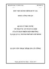 Luận văn Quản lý nhà nước về trật tự an toàn xã hội của Ủy ban nhân dân phường tại Quận 12, thành phố Hồ Chí Minh