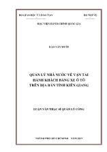 Luận văn Quản lý nhà nước về vận tải hành khách bằng xe ô tô trên địa bàn tỉnh Kiên Giang