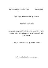 Luận văn Quản lý nhà nước về vệ sinh an toàn thực phẩm trên địa bàn Quận 8, thành phố Hồ Chí Minh