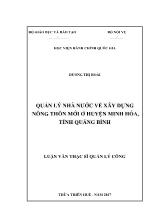 Luận văn Quản lý nhà nước về xây dựng nông thôn mới ở huyện Minh Hóa, tỉnh Quảng Bình