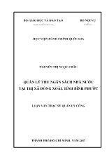 Luận văn Quản lý thu ngân sách nhà nước tại thị xã Đồng Xoài, tỉnh Bình Phước