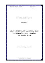 Luận văn Quản lý thu ngân sách nhà nước trên địa bàn quận Tân Bình thành phố Hồ Chí Minh