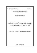 Luận văn Quản lý thu ngân sách trên địa bàn huyện Đồng Xuân, tỉnh Phú Yên