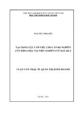 Luận văn Tạo động lực làm việc cho cán bộ nghiên cứu khoa học tại Viện nghiên cứu rau quả