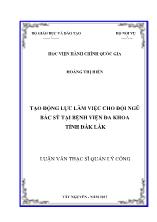 Luận văn Tạo động lực làm việc cho đội ngũ bác sỹ tại Bệnh viện đa khoa tỉnh Đắk Lắk