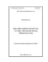 Luận văn Thực hiện chính sách dân tộc - Từ thực tiễn huyện Sơn Hà, tỉnh Quảng Ngãi