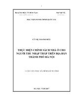 Luận văn Thực hiện chính sách nhà ở cho người thu nhập thấp trên địa bàn thành phố Hà Nội