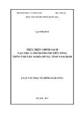 Luận văn Thực hiện chính sách tạo việc làm cho thanh niên nông thôn ở huyện Nghĩa Hưng, tỉnh Nam Định