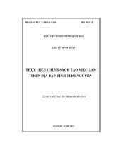 Luận văn Thực hiện chính sách tạo việc làm trên địa bàn tỉnh Thái Nguyên