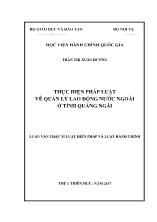 Luận văn Thực hiện pháp luật về quản lý lao động nước ngoài ở tỉnh Quảng Ngãi