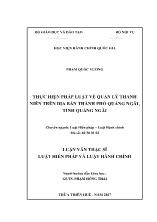 Luận văn Thực hiện pháp luật về quản lý thanh niên trên địa bàn thành phố Quảng Ngãi, tỉnh Quảng Ngãi