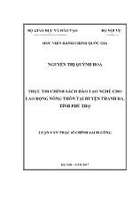 Luận văn Thực thi chính sách đào tạo nghề cho lao động nông thôn tại huyện Thanh Ba, tỉnh Phú Thọ