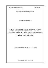 Luận văn Thực thi chính sách đối với người có công trên địa bàn quận Liên Chiểu, thành phố Đà Nẵng