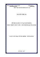 Luận văn Tín dụng đầu tư tại Ngân hàng Phát triển Việt Nam – Chi nhánh Quảng Ninh