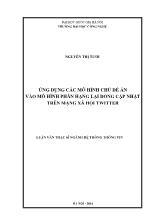 Luận văn Ứng dụng các mô hình chủ đề ẩn vào mô hình phân hạng lại dòng cập nhật trên mạng xã hội Twitter