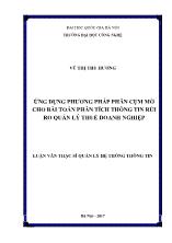 Luận văn Ứng dụng phương pháp phân cụm mờ cho bài toán phân tích thông tin rủi ro quản lý thuế doanh nghiệp