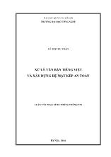 Luận văn Xử lý văn bản tiếng Việt và xây dựng hệ mật kép an toàn