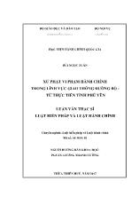Luận văn Xử phạt vi phạm hành chính trong lĩnh vực giao thông đường bộ - Từ thực tiễn tỉnh Phú Yên