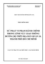 Luận văn Xử phạt vi phạm hành chính trong lĩnh vực giao thông đường bộ trên địa bàn Quận 10, thành phố Hồ Chí Minh