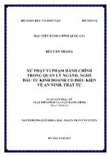 Luận văn Xử phạt vi phạm hành chính trong quản lý ngành, nghề đầu tư kinh doanh có điều kiện về an ninh, trật tự