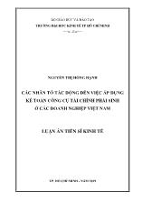 Tóm tắt Luận án Các nhân tố tác động đến việc áp dụng kế toán công cụ tài chính phái sinh ở các doanh nghiệp Việt Nam