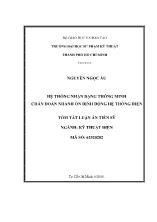 Tóm tắt Luận án Hệ thống nhận dạng thông minh chẩn đoán nhanh ổn định động hệ thống điện