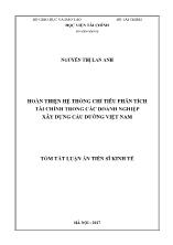 Tóm tắt Luận án Hoàn thiện hệ thống chỉ tiêu phân tích tài chính trong các doanh nghiệp xây dựng cầu đường Việt Nam