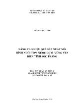 Tóm tắt Luận án Nâng cao hiệu quả sản xuất mô hình nuôi tôm nước lợ ở vùng ven biển tỉnh Sóc Trăng