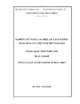 Tóm tắt Luận án Nghiên cứu nâng cao hiệu quả xuất khẩu hàng hóa của Việt Nam đến năm 2030