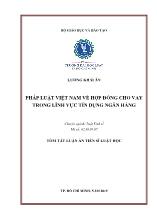 Tóm tắt Luận án Pháp luật Việt Nam về hợp đồng cho vay trong lĩnh vực tín dụng ngân hàng