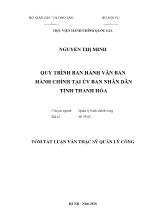 Tóm tắt Luận án Quy trình ban hành văn bản hành chính tại Ủy ban nhân dân tỉnh Thanh Hóa