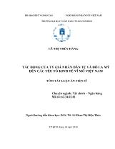 Tóm tắt Luận án Tác động của tỷ giá nhân dân tệ và đô la Mỹ đến các yếu tố kinh tế vĩ mô Việt Nam