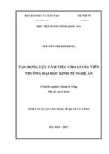 Tóm tắt Luận án Tạo động lực làm việc cho giảng viên trường Đại học kinh tế Nghệ An