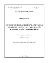 Tóm tắt Luận văn Cải cách thủ tục hành chính về lĩnh vực tài nguyên môi trường tại Ủy ban nhân dân huyện Phú Xuyên, thành phố Hà Nội