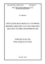 Tóm tắt Luận văn Chất lượng hoạt động của văn phòng hội đồng nhân dân và Ủy ban nhân dân quận Bắc Từ Liêm, thành phố Hà Nội