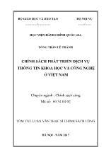 Tóm tắt Luận văn Chính sách phát triển dịch vụ thông tin khoa học và công nghệ ở Việt Nam