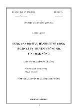 Tóm tắt Luận văn Cung cấp dịch vụ hành chính công ở cấp xã tại huyện Krông Nô, tỉnh Đắk Nông