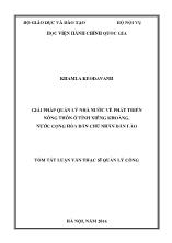 Tóm tắt Luận văn Giải pháp quản lý nhà nước về phát triển nông thôn ở tỉnh Xiêng Khoảng, nước Cộng hòa Dân chủ Nhân dân Lào