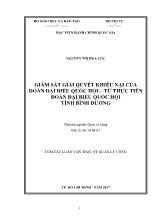 Tóm tắt Luận văn Giám sát giải quyết khiếu nại của đoàn đại biểu quốc hội – Từ thực tiễn đoàn đại biểu quốc hội tỉnh Bình Dương