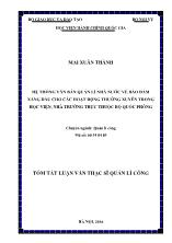 Tóm tắt Luận văn Hệ thống văn bản quản lí nhà nước về bảo đảm xăng dầu cho các hoạt động thường xuyên trong học viện, nhà trường trực thuộc Bộ quốc phòng