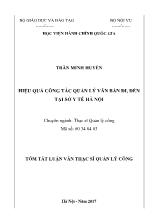 Tóm tắt Luận văn Hiệu quả công tác quản lý văn bản đi, đến tại Sở y tế Hà Nội