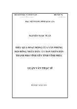 Tóm tắt Luận văn Hiệu quả hoạt động của văn phòng hội đồng nhân dân - Ủy ban nhân dân thành phố Vĩnh Yên tỉnh Vĩnh Phúc