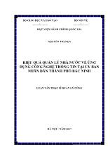 Tóm tắt Luận văn Hiệu quả quản lý nhà nước về ứng dụng công nghệ thông tin tại Ủy ban nhân dân thành phố Bắc Ninh