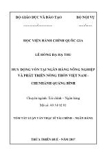 Tóm tắt Luận văn Hoàn thiện công tác huy động vốn tại ngân hàng nông nghiệp và phát triển nông thôn Việt Nam - Chi nhánh Quảng Bình - Lê Hồng Dạ Hạ Thu