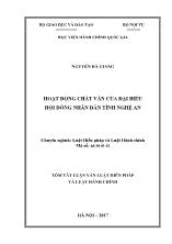 Tóm tắt Luận văn Hoạt động chất vấn của đại biểu hội đồng nhân dân tỉnh Nghệ An