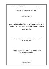 Tóm tắt Luận văn Hoạt động giám sát của hội đồng nhân dân cấp xã - Từ thực tiễn huyện Hoài Đức, thành phố Hà Nội