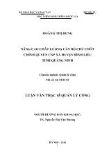 Tóm tắt Luận văn Nâng cao chất lượng cán bộ chủ chốt chính quyền cấp xã huyện Bình Liêu tỉnh Quảng Ninh