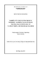 Tóm tắt Luận văn nghiên cứu chất lượng dịch vụ internet - Banking tại Ngân hàng Thương mại Cổ phần đầu tư và phát triển, chi nhánh quảng bình